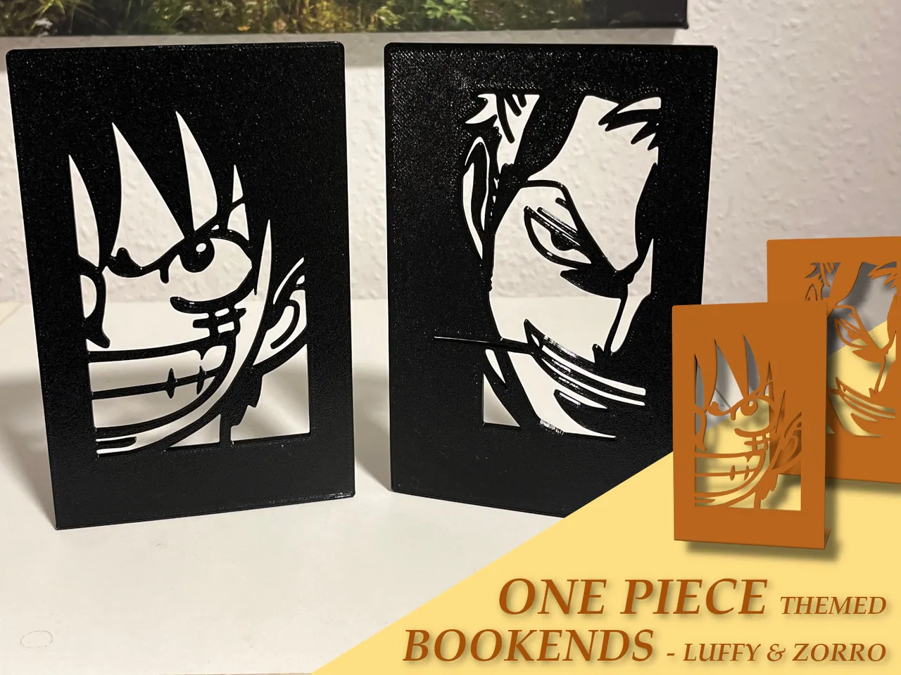 Bookends/ Book Shelf - One Piece Themed (Luffy & Zoro) by Hanilla