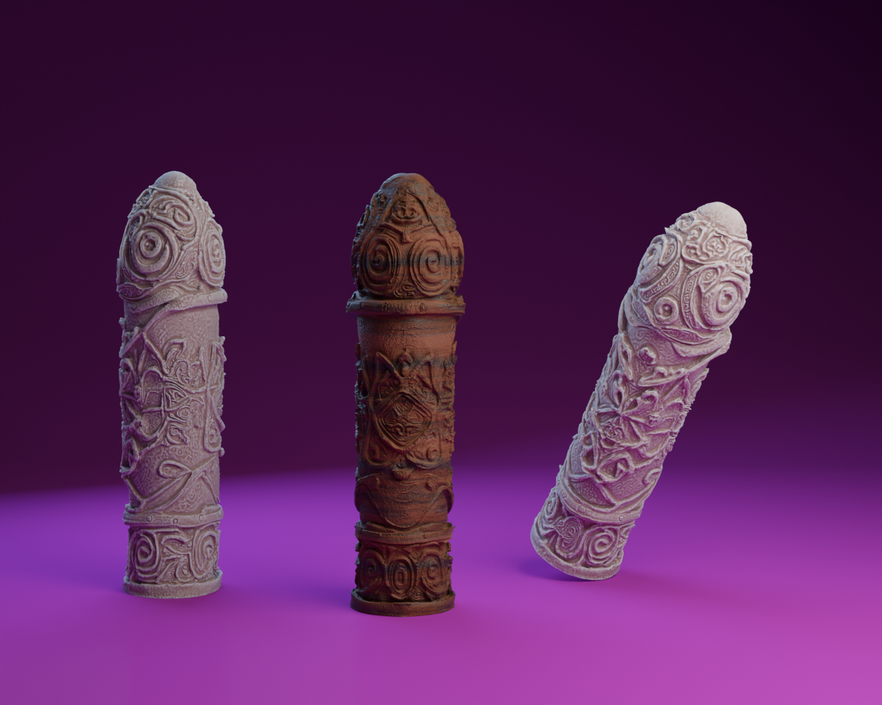 Elaborately Carved Phallic Effigy : Norse