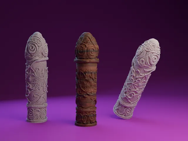 Elaborately Carved Phallic Effigy : Norse