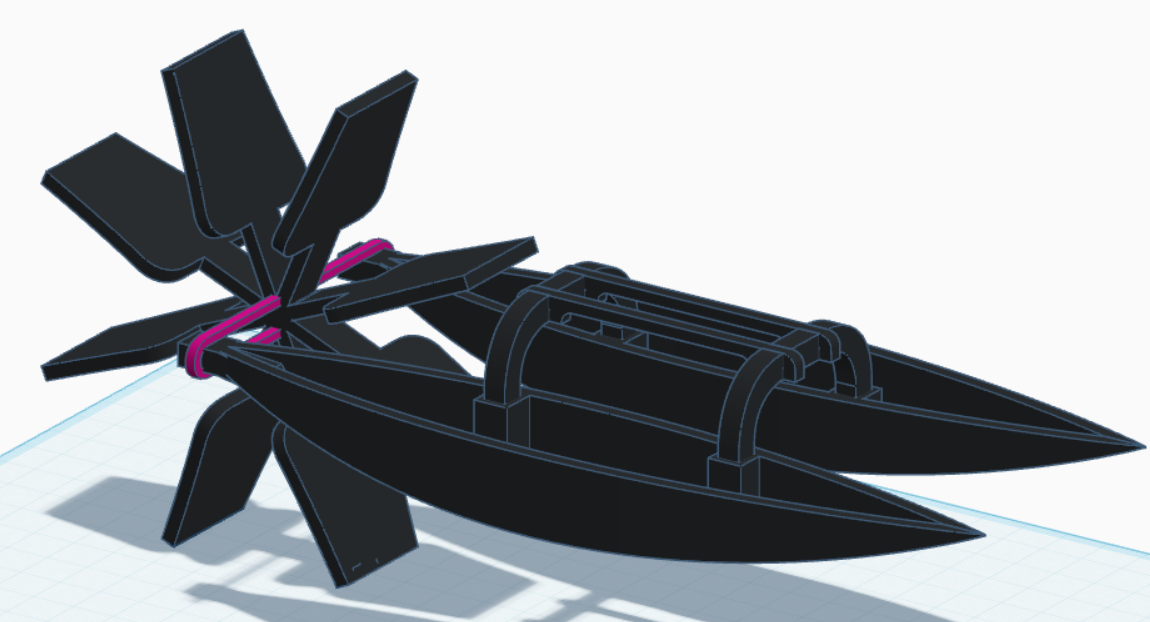 rubber powered jet catamaran toy