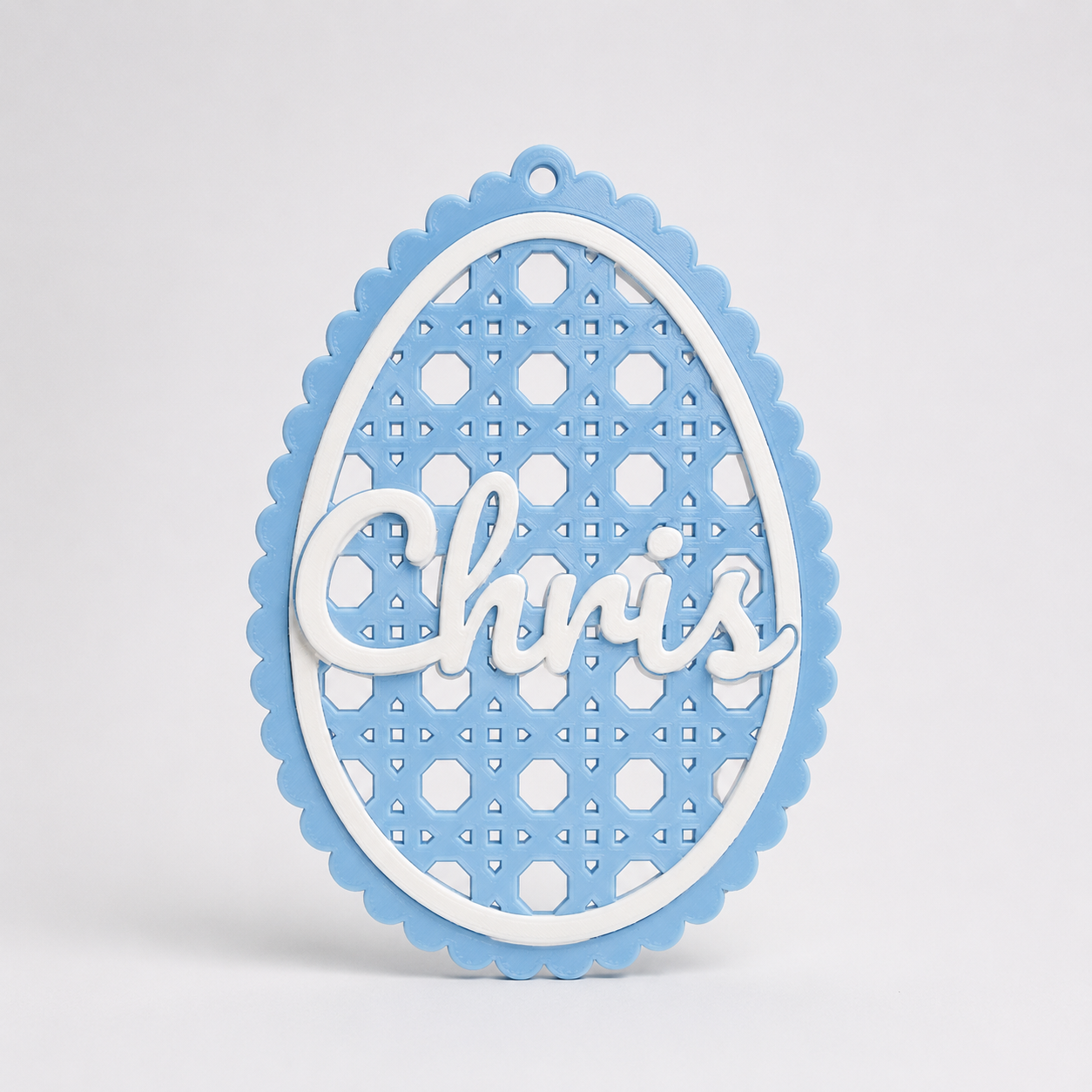 Egg name tag with decorative pattern - Chris