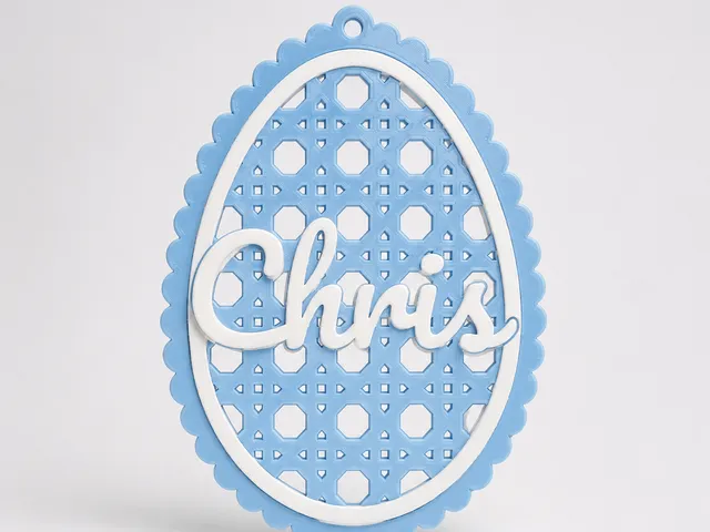 Egg name tag with decorative pattern - Chris