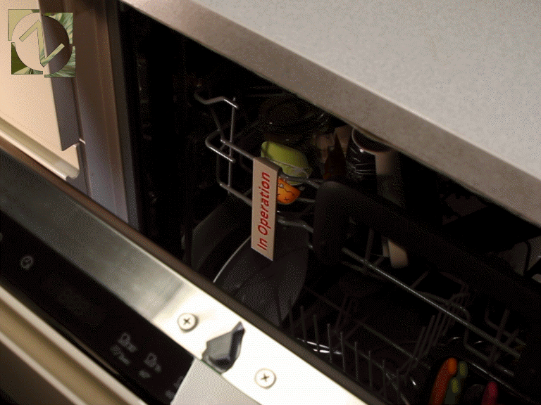 Dishwasher “In Operation” Sign – with optional self-label tag