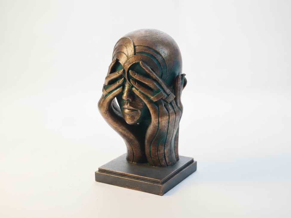 Covered Face Sculpture Abstract Art 3D Printable