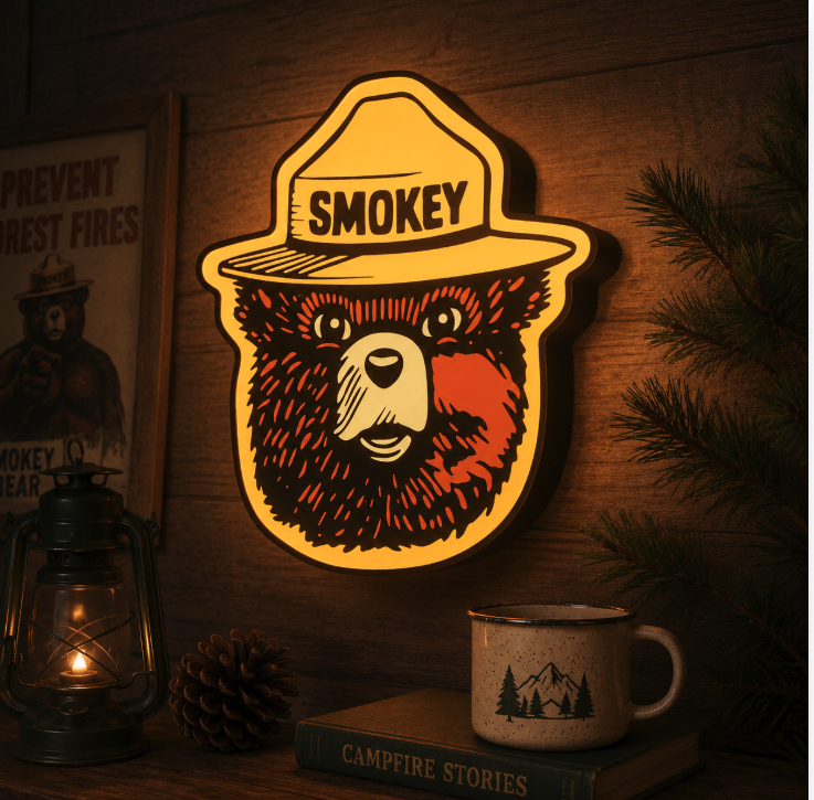 Smokey the Bear LED Lightbox | Multicolor 3D Printable 3MF