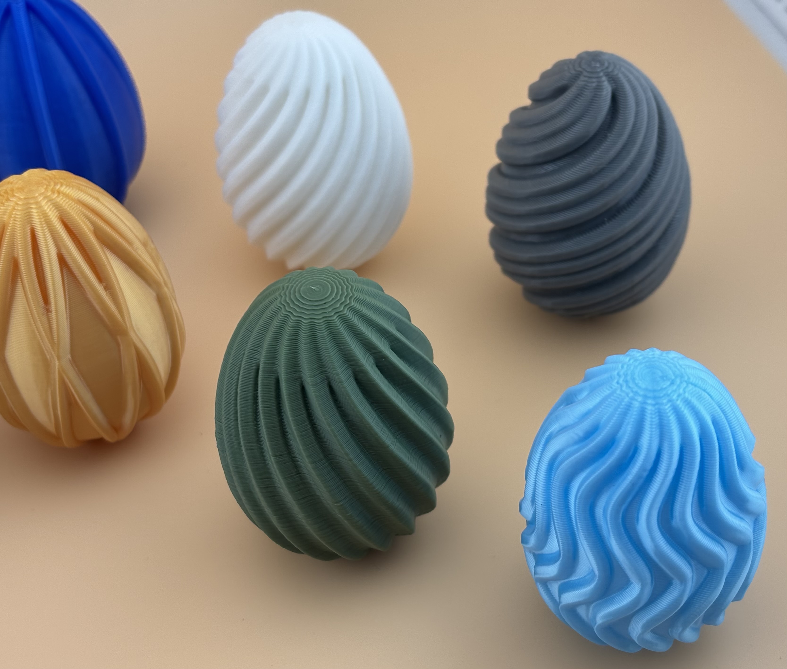Geometric Easter Eggs Set - Multi Pattern Surfaces Spiral Wavy Lattice Ripple — thumbnail 7