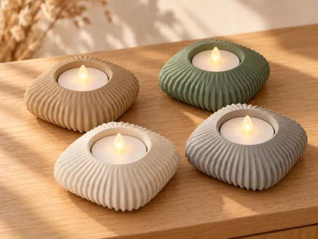 Soft Square – Ribbed LED Tealight Holder
