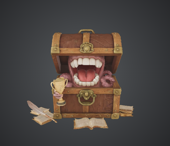 Mimic Treasure Chest with Goblet – Fantasy Monster