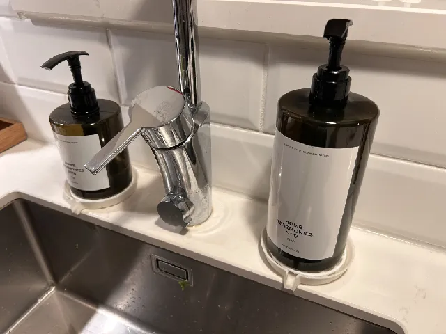 Drained tray for circular Dish and hand soap pumps
