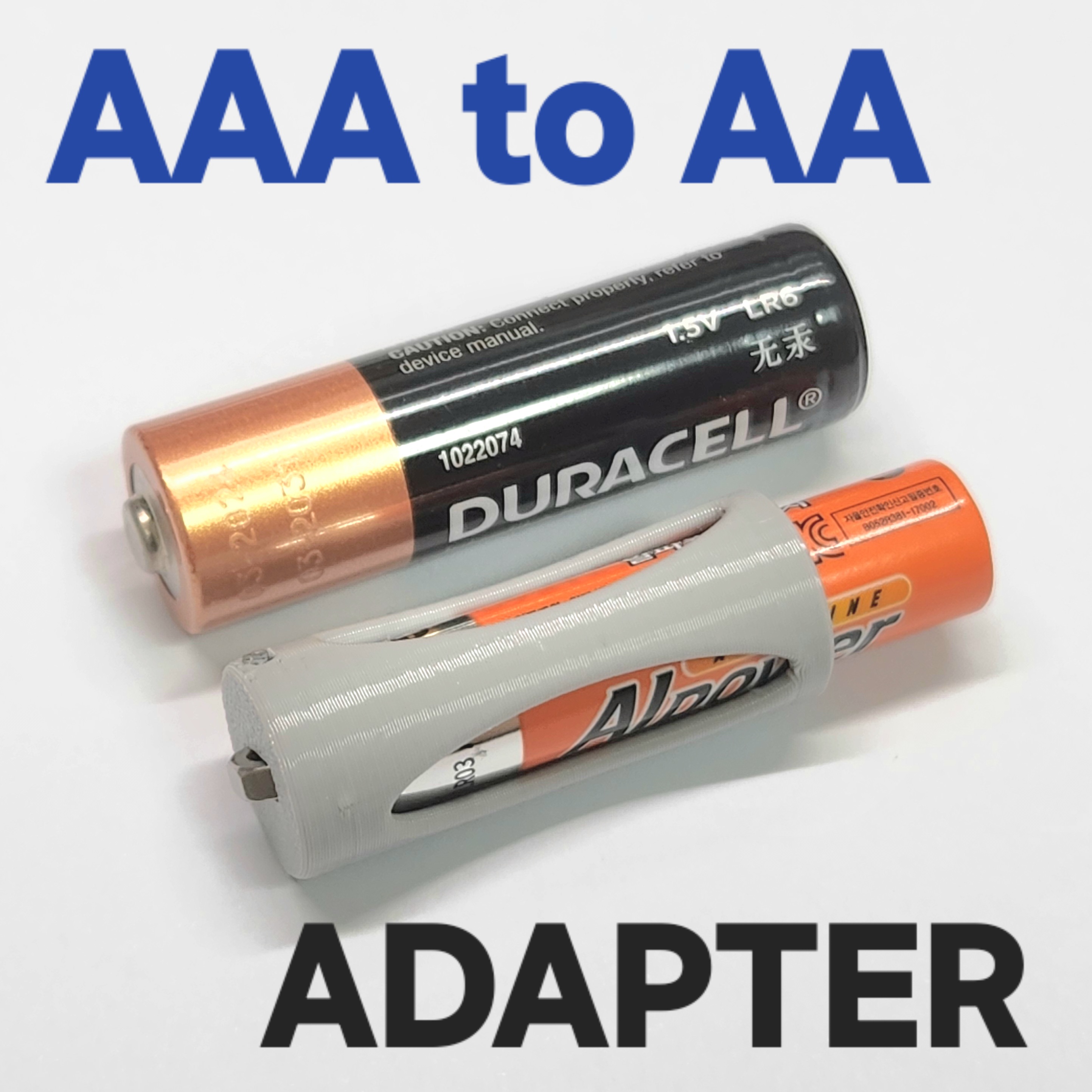 Simple AAA to AA Adapter (1 Nut, No Screws)