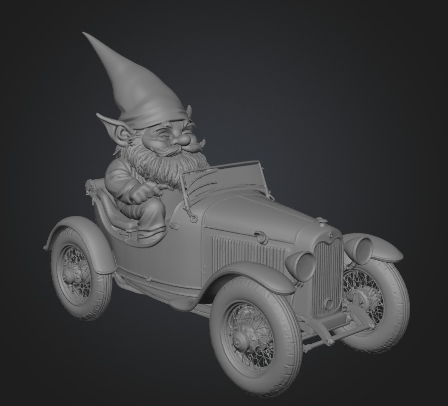 Gnome in a Red Roadster 3D model by Ded Makar