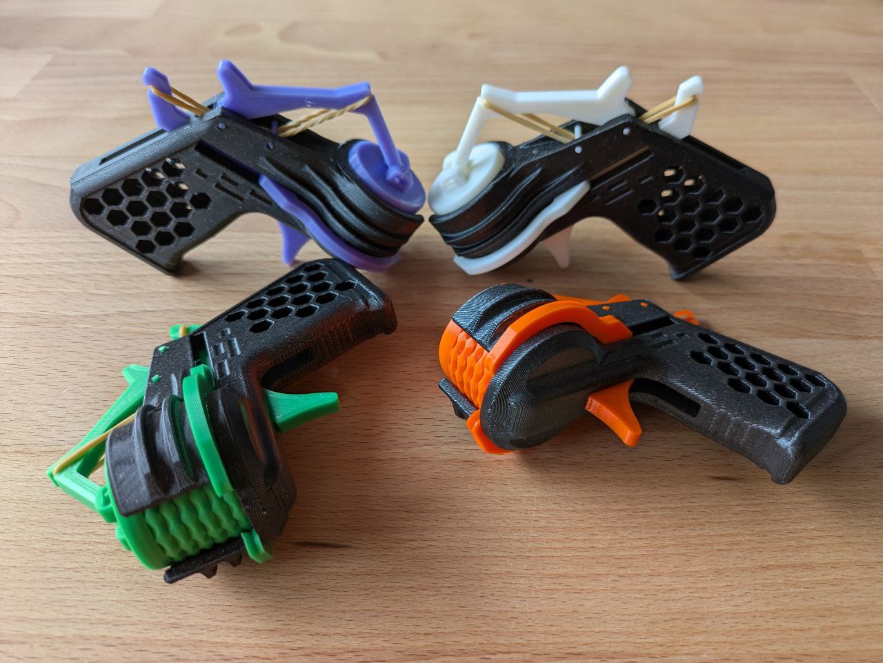 6-shot disc shooter with improved lever