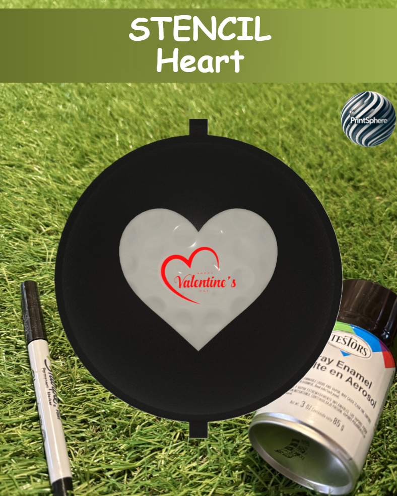 Golf - Golf Ball Stencil - Insert - Valentines - Heart - Marker