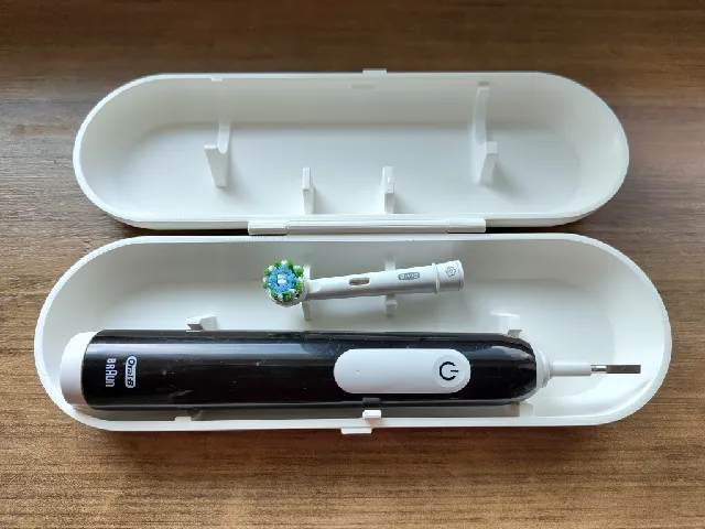 Box für elektrische Zahnbürste mit integriertem Scharnier ohne Zusammenbau und ohne Stützelemente