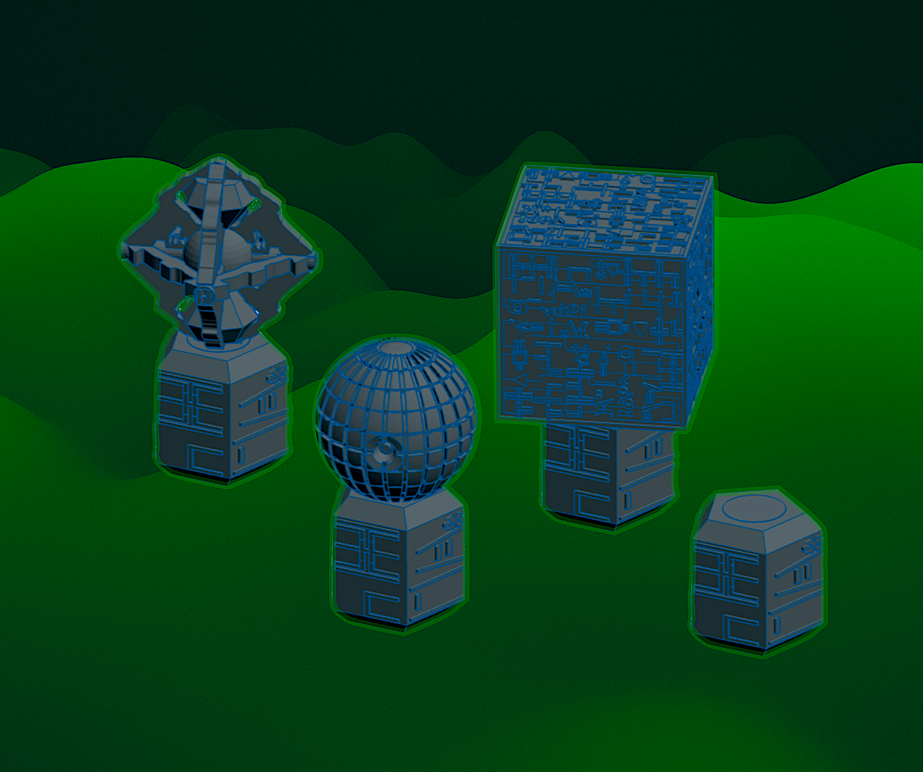 Miniatura 6 do modelo 3D Star Trek Borg Custom DJ Knobs - Cube Sphere Diamond Pentagonal Base