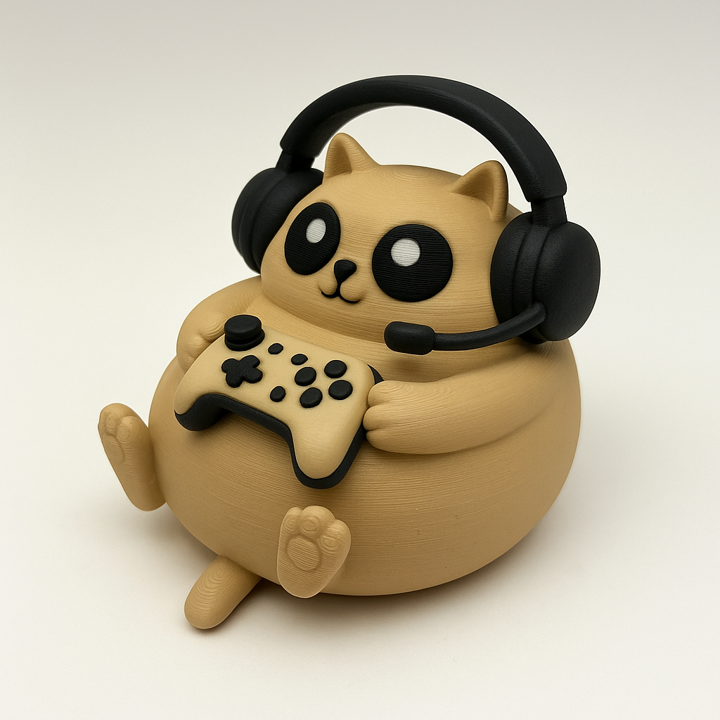 chill chunky gamer cat