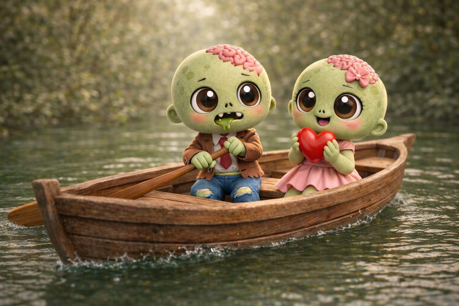 Cute Zombie Couple on a Boat