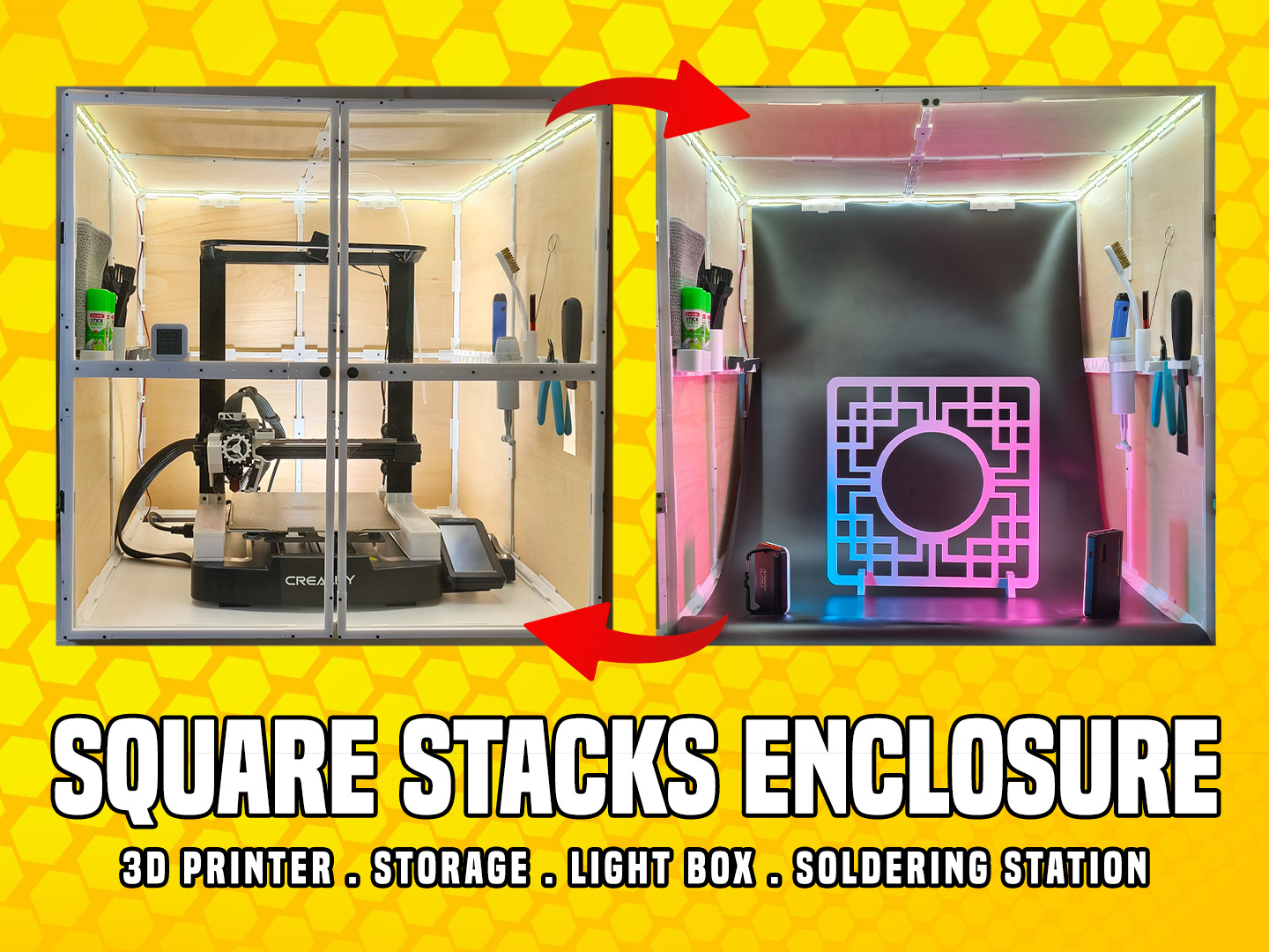 Square Stacks 3D Printer Enclosure (Also A Photography Lightbox)