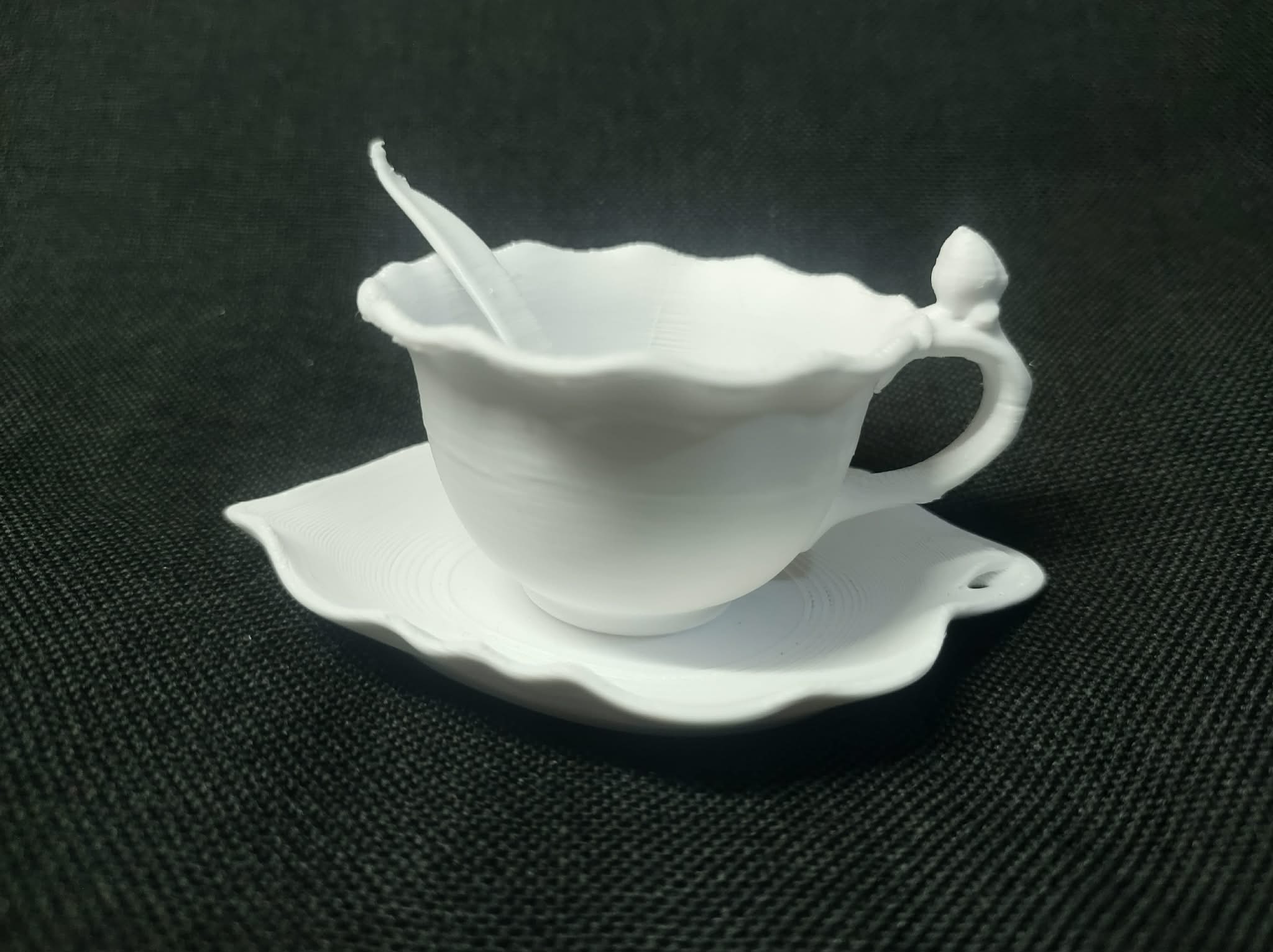 Lily Petal Teacup and Plate with Spoon Figurine (One Piece)