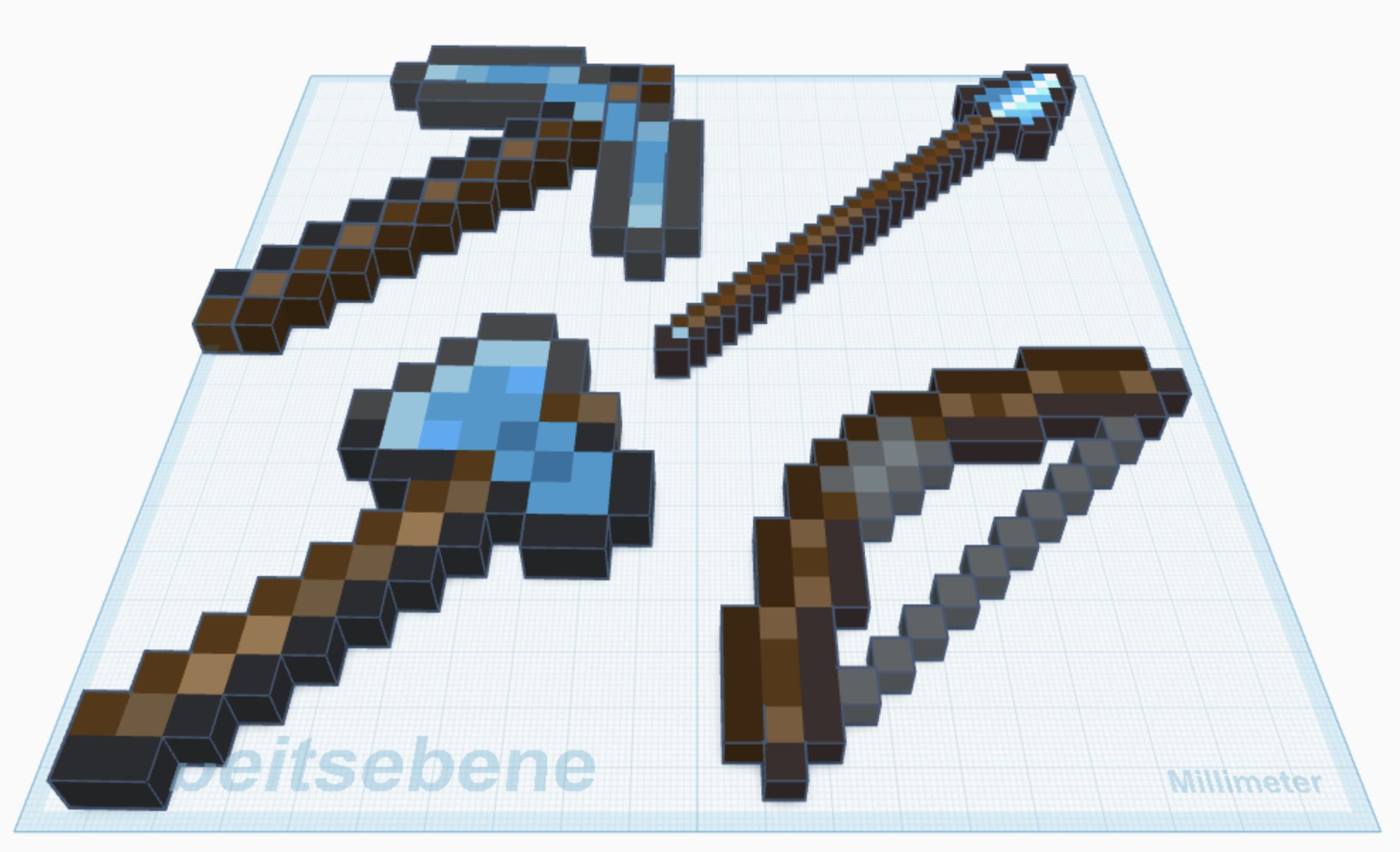 Miniatura 2 do modelo 3D Minecraft Diamond Tools