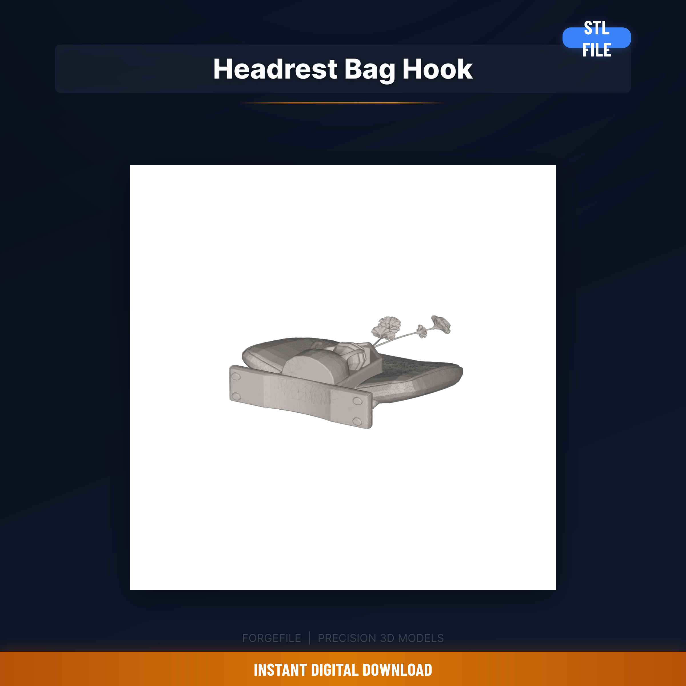 Car Headrest Hook For Bags, Grocery Holder, Purse Hook, Back Seat - 3D Printable STL File