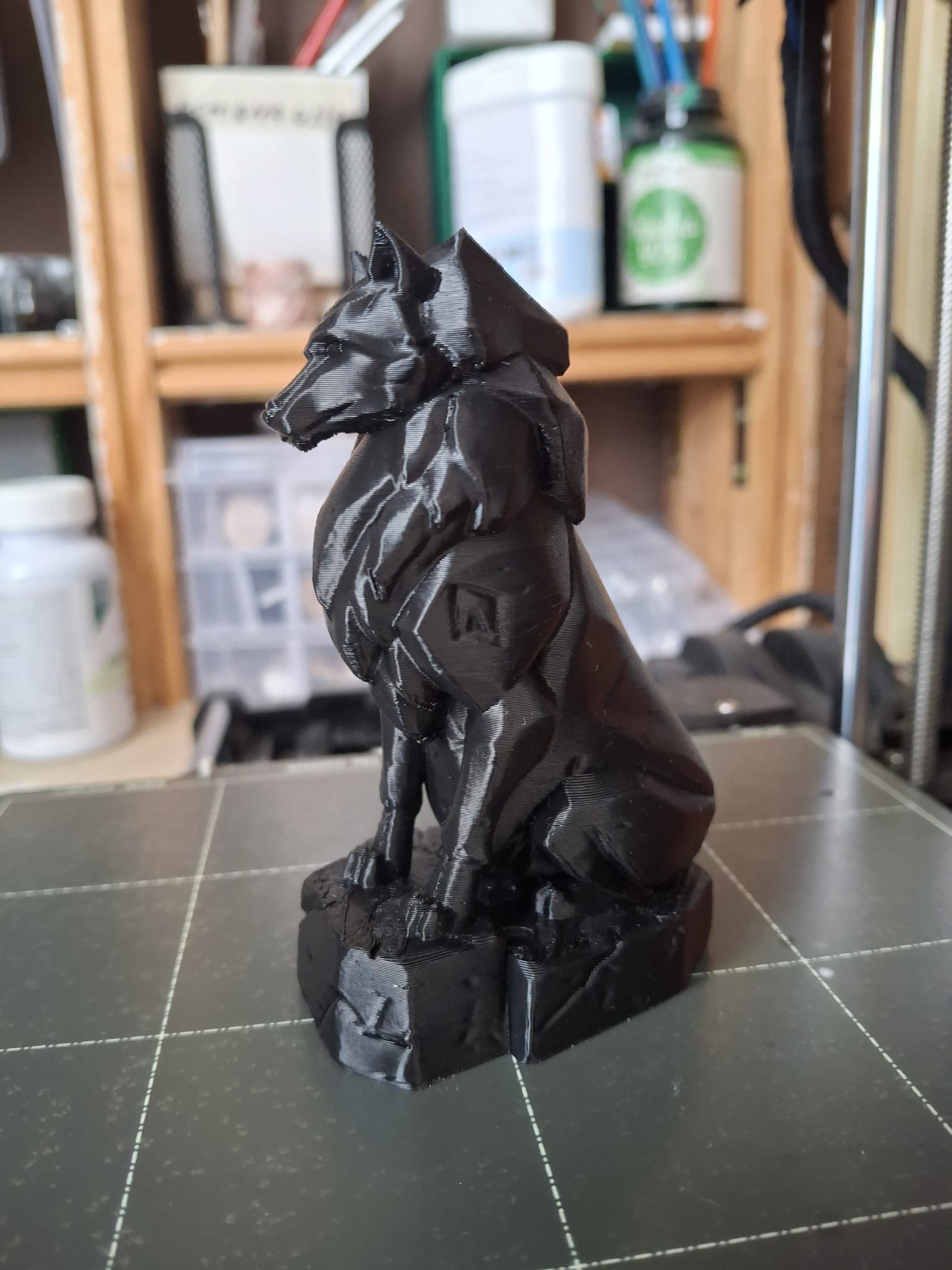 stone wolf sculpture