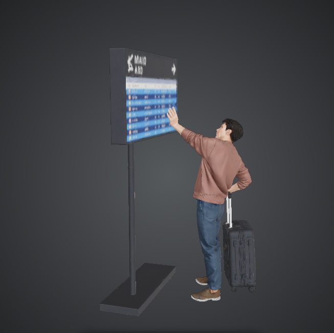 Airport Passenger with Departure Board – Modern Travel Diorama Figure — thumbnail 2