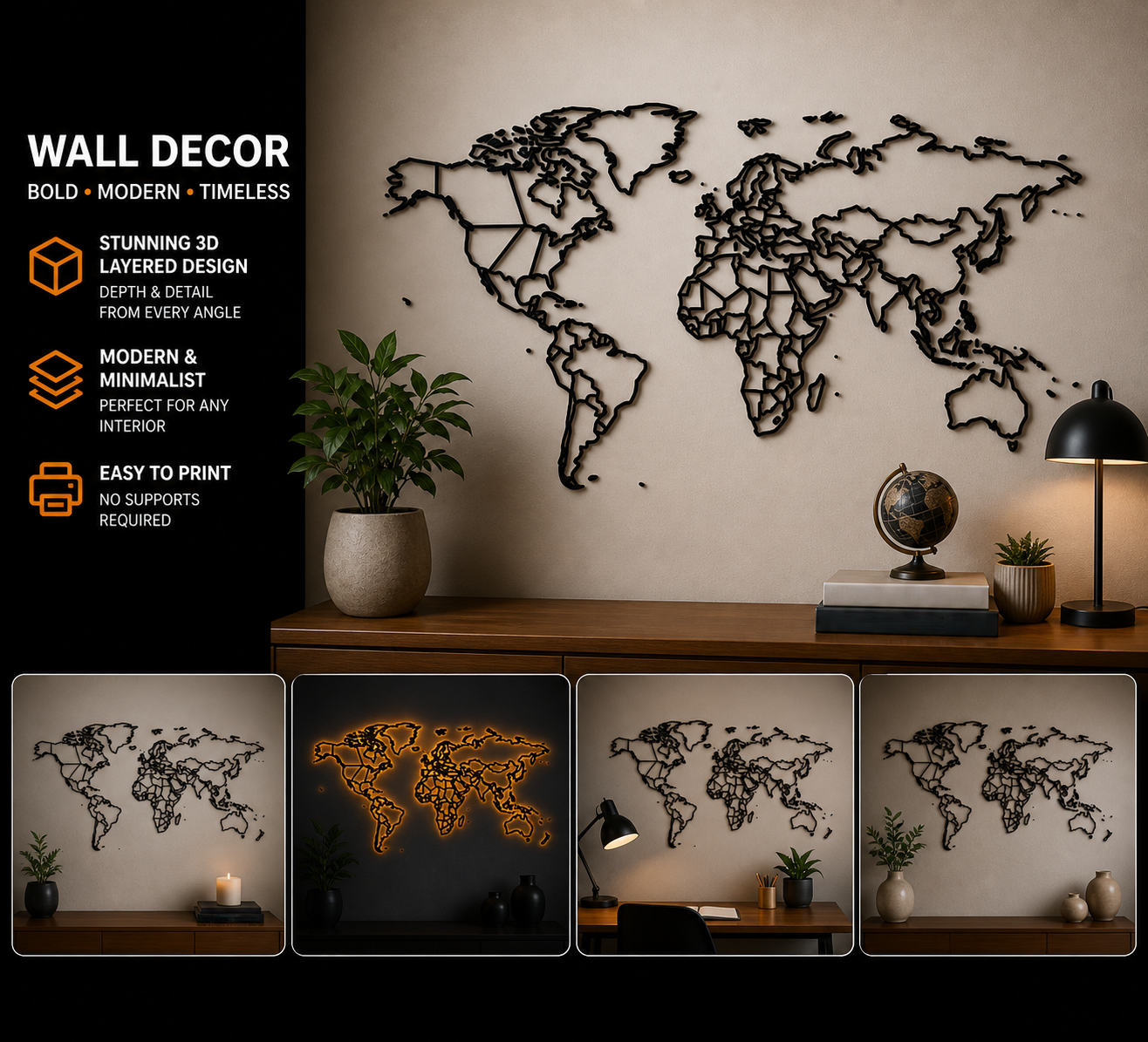 World map wall art