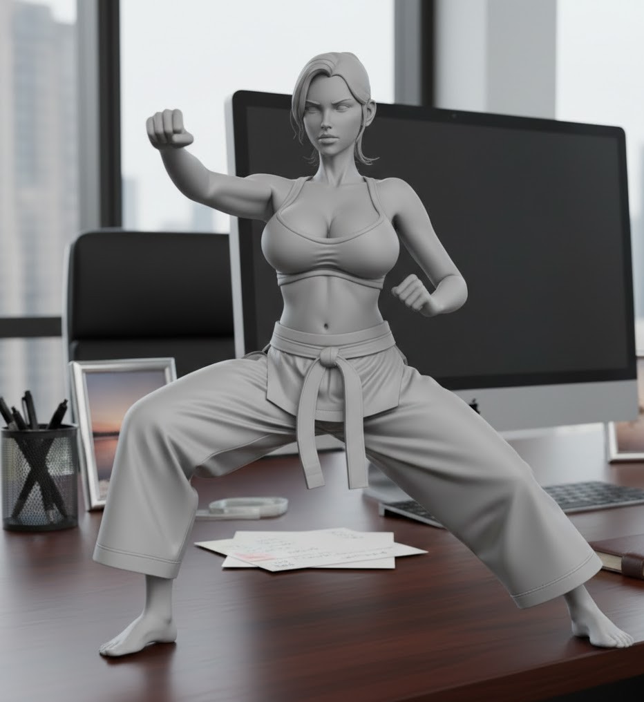 sexy woman at karate training