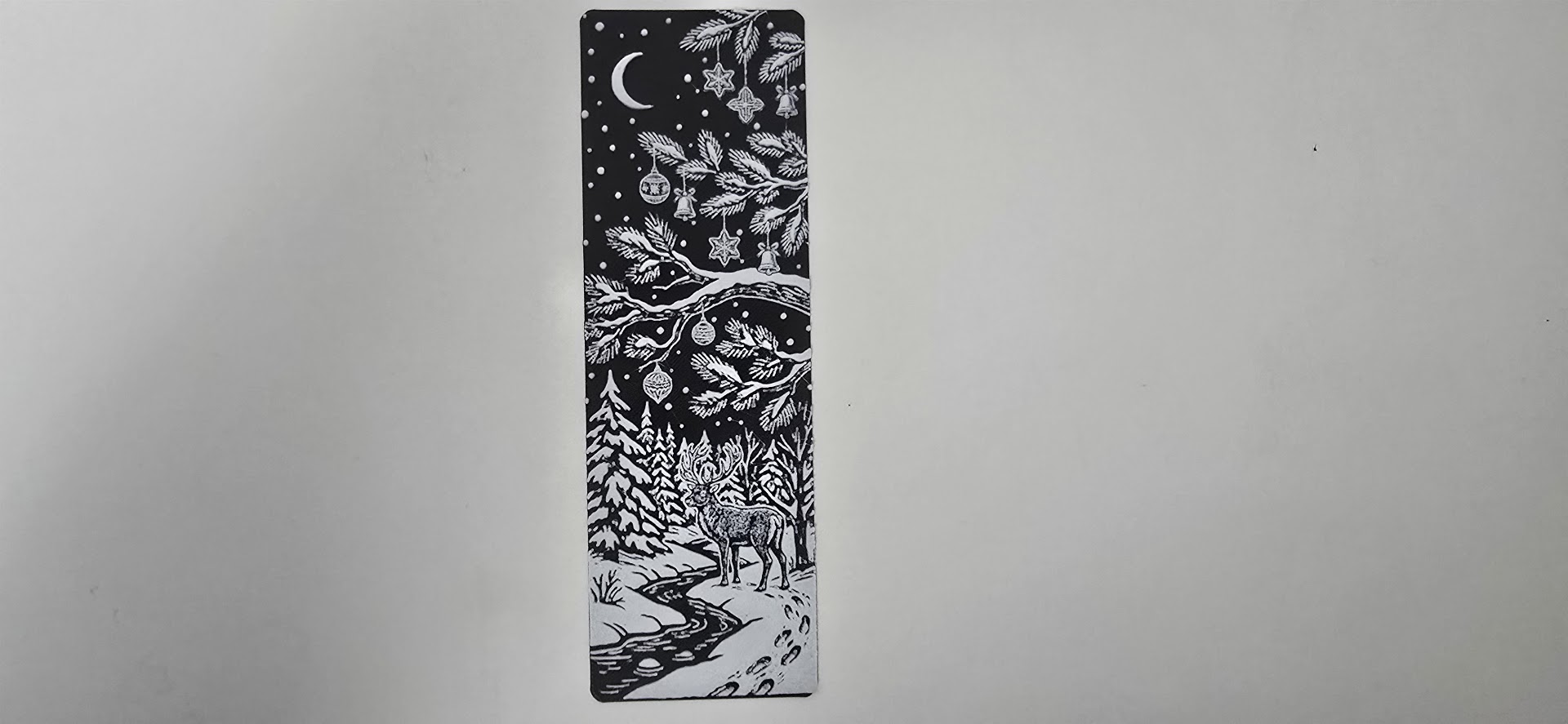 Christmas Reindeer Decorated Tree Bookmark