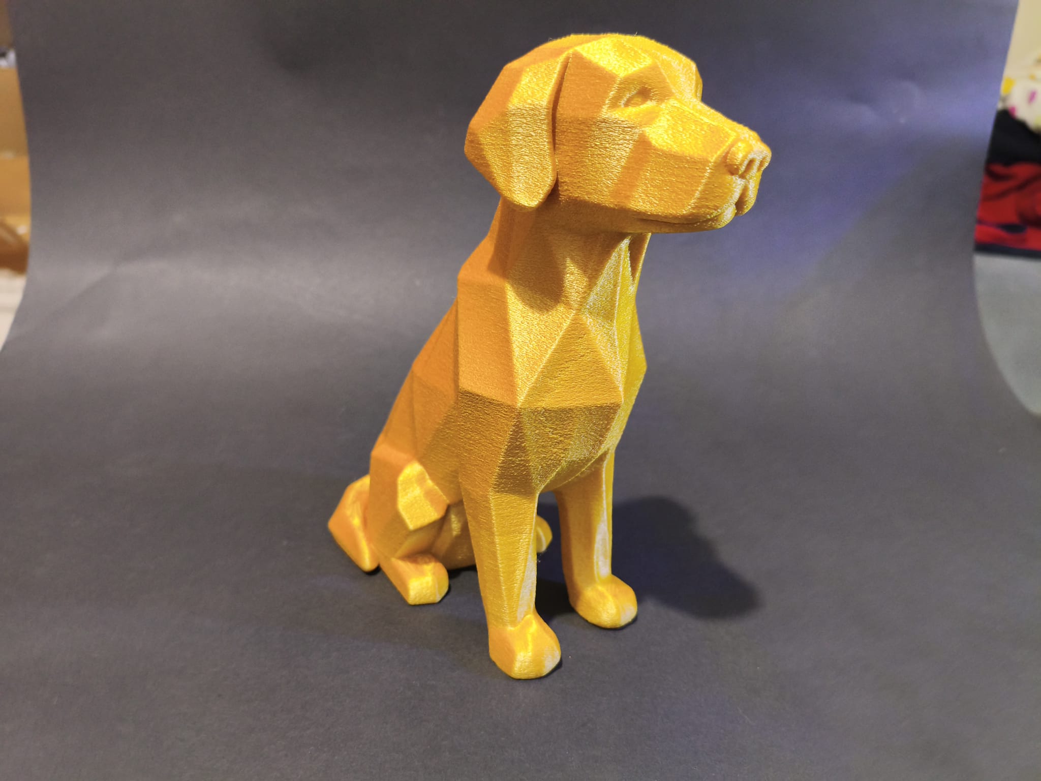 Modern Low-Poly Golden Dog Statue