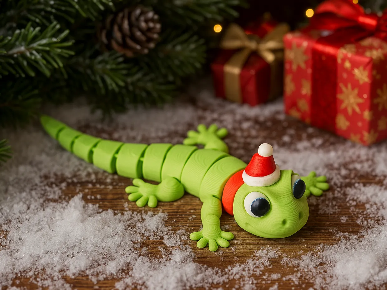 Flexi Christmas Lizard  Cute Poseable Holiday Toy von Fleximania |  Kostenloses STL-Modell herunterladen | Printables.com