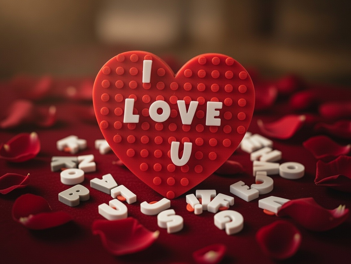 Brick Heart Magnet with customizable letters for Valentine's day