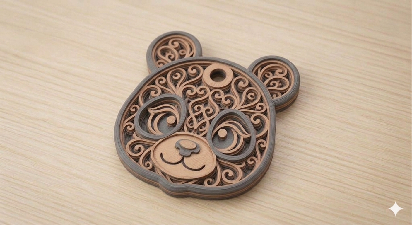 Panda Ornate Bear Pendant keychain
