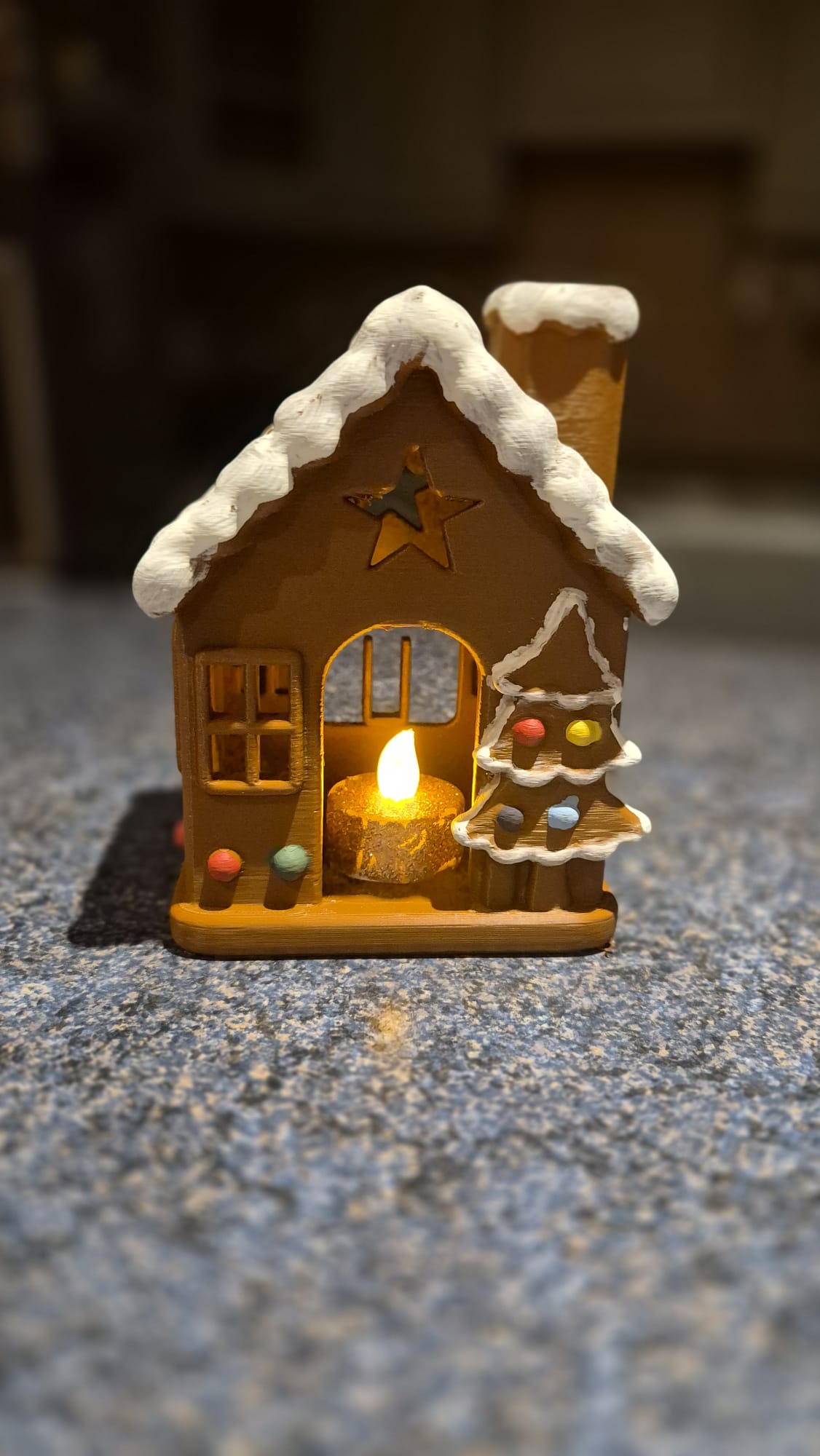 Christmas Candle House – Festive Tealight Holder / Gingerbread Style