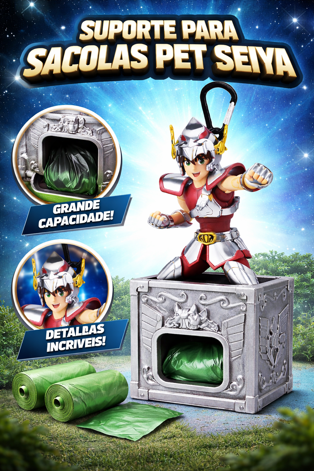 SUPORTE PARA SACOLAS PET SEIYA – STL PARA IMPRESSÃO 3D