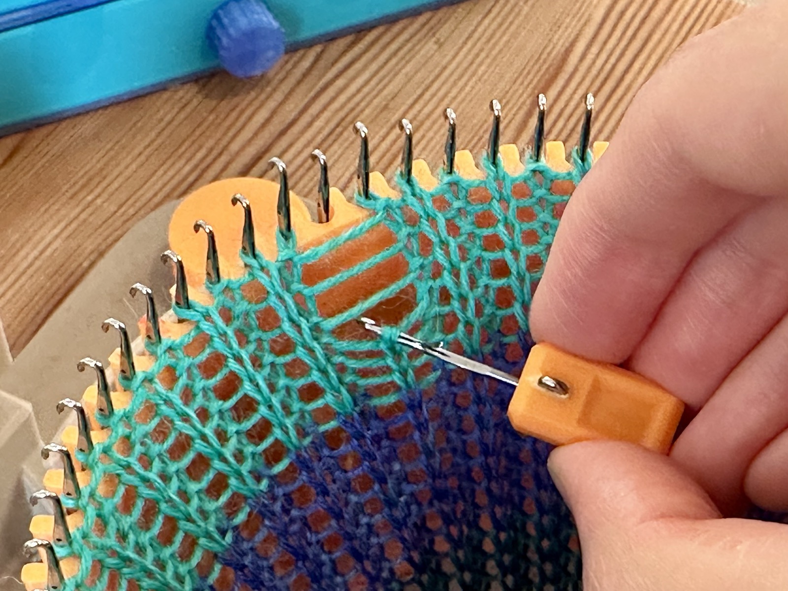 Mini CSM Latch Hook made with a Ribber Needle - for fixing dropped purl stitches