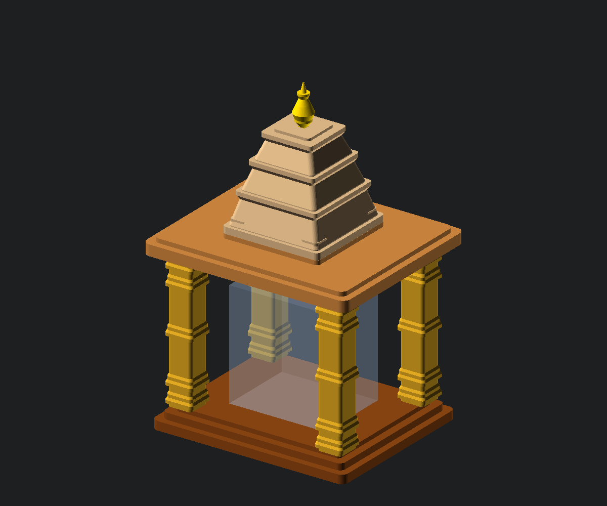 Compact Ganesh Mandapam for 100 mm Idol – Support-Free Columns & Hollow Gopuram