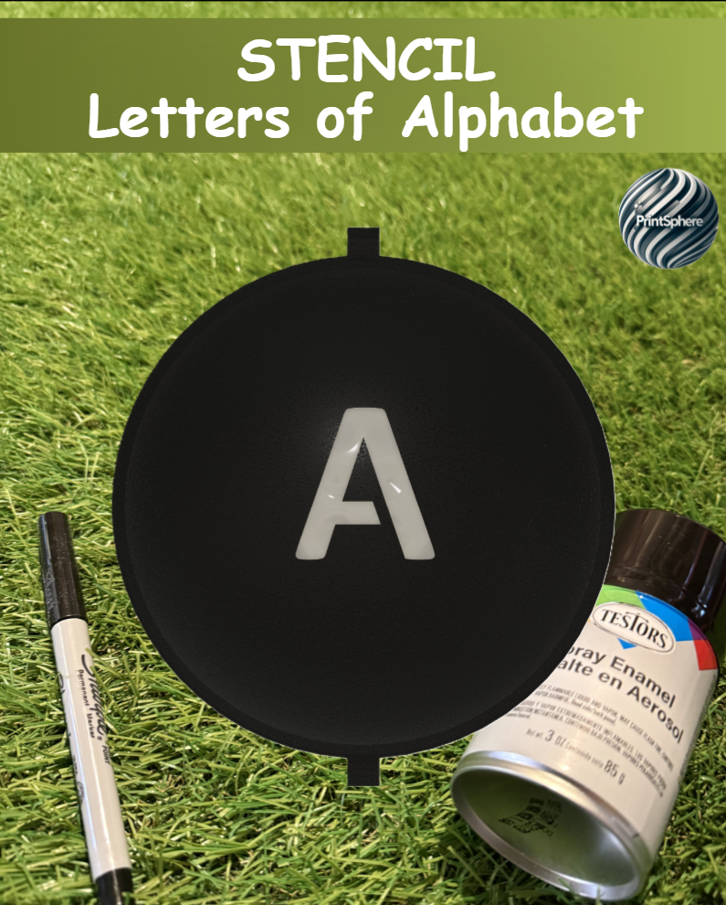 Golf - Golf Ball Stencil - Insert - Letters A to Z - Marker 3D model