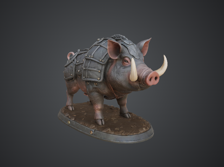 Armoured War Boar with Barding – Fantasy Battle Beast