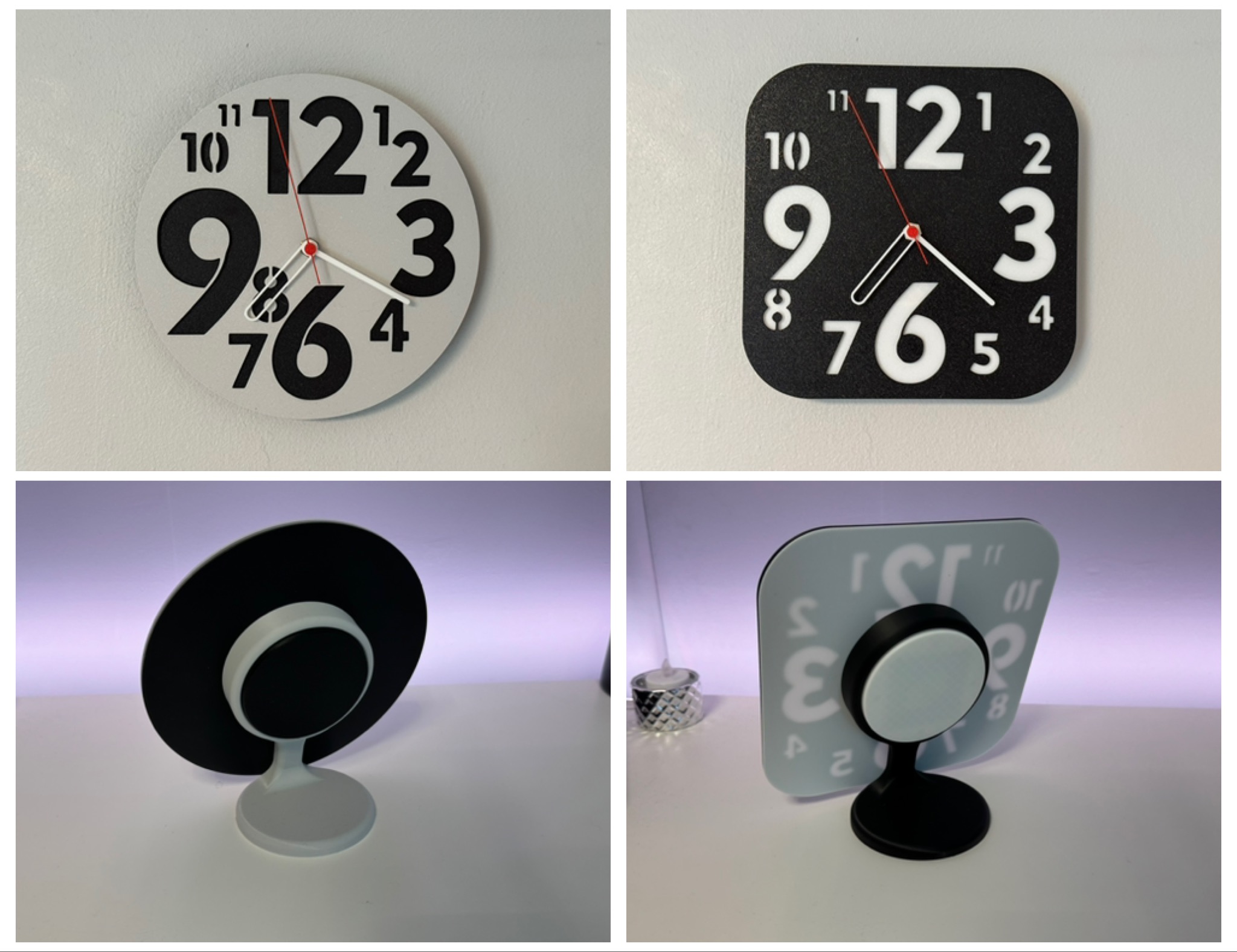 Wall / Desk clock square and round 200 mm