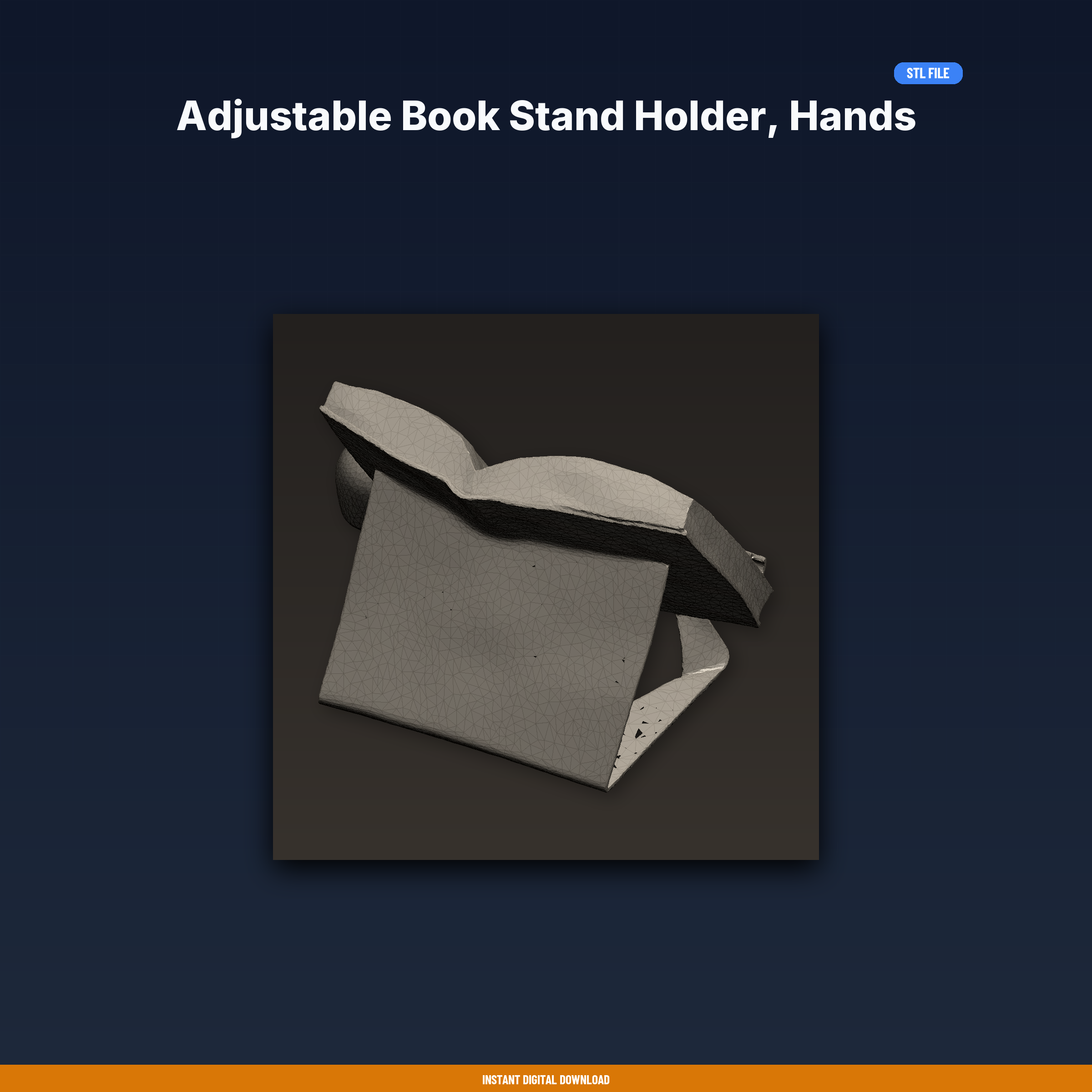 Adjustable Book Stand Holder, Hands Free Reading, Cookbook Holder, - 3D Printable STL File