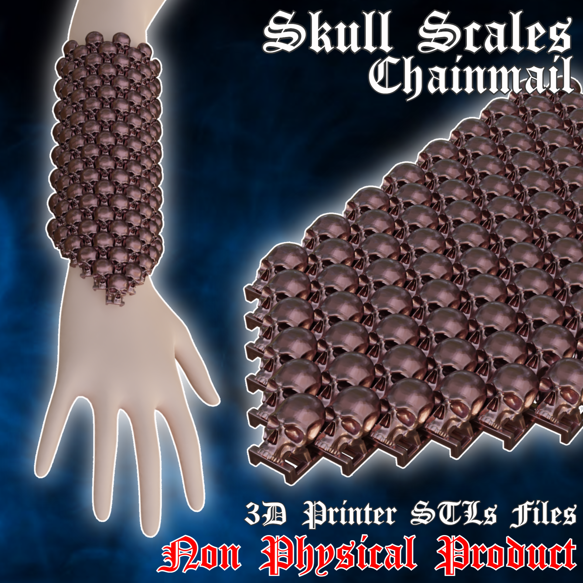 Fantasy Skull Scales Flexible Articulated Wearable Chainmail Fabric