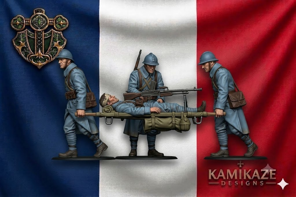 WW1 French Stretcher Crew and Medic
