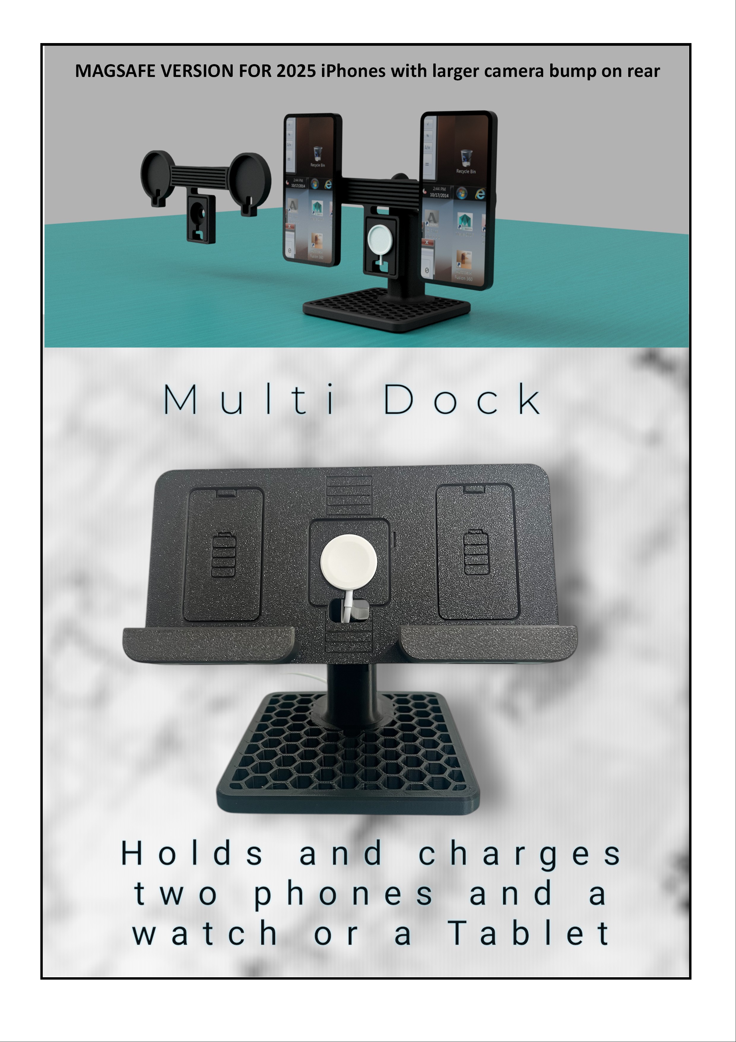Multi Dock - Dual Phone and Watch or Tablet Stand now with Magsafe Option