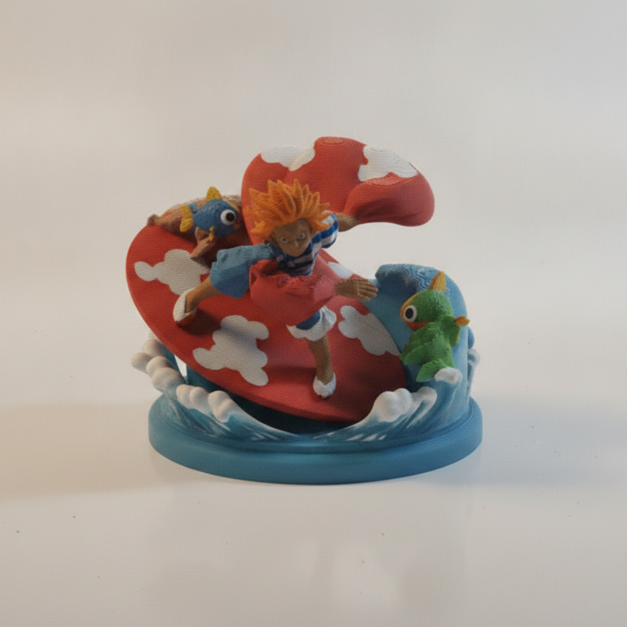 Surfer Version Of Tanjiro From Demon Slayer Figurine 3D Printable