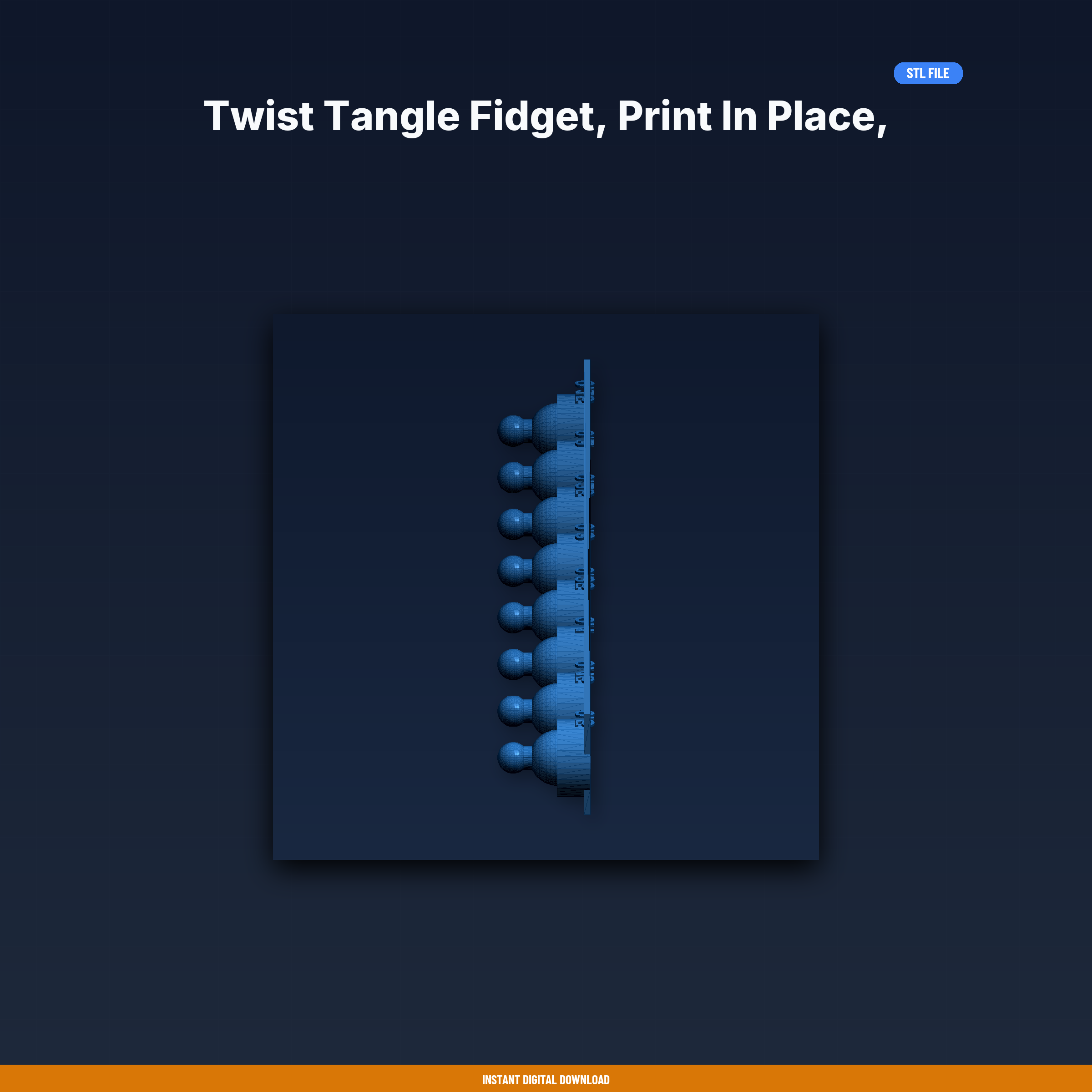 Twist Tangle Fidget, Print in Place, Interlocking C-Arcs, Endless - 3D Printable STL File
