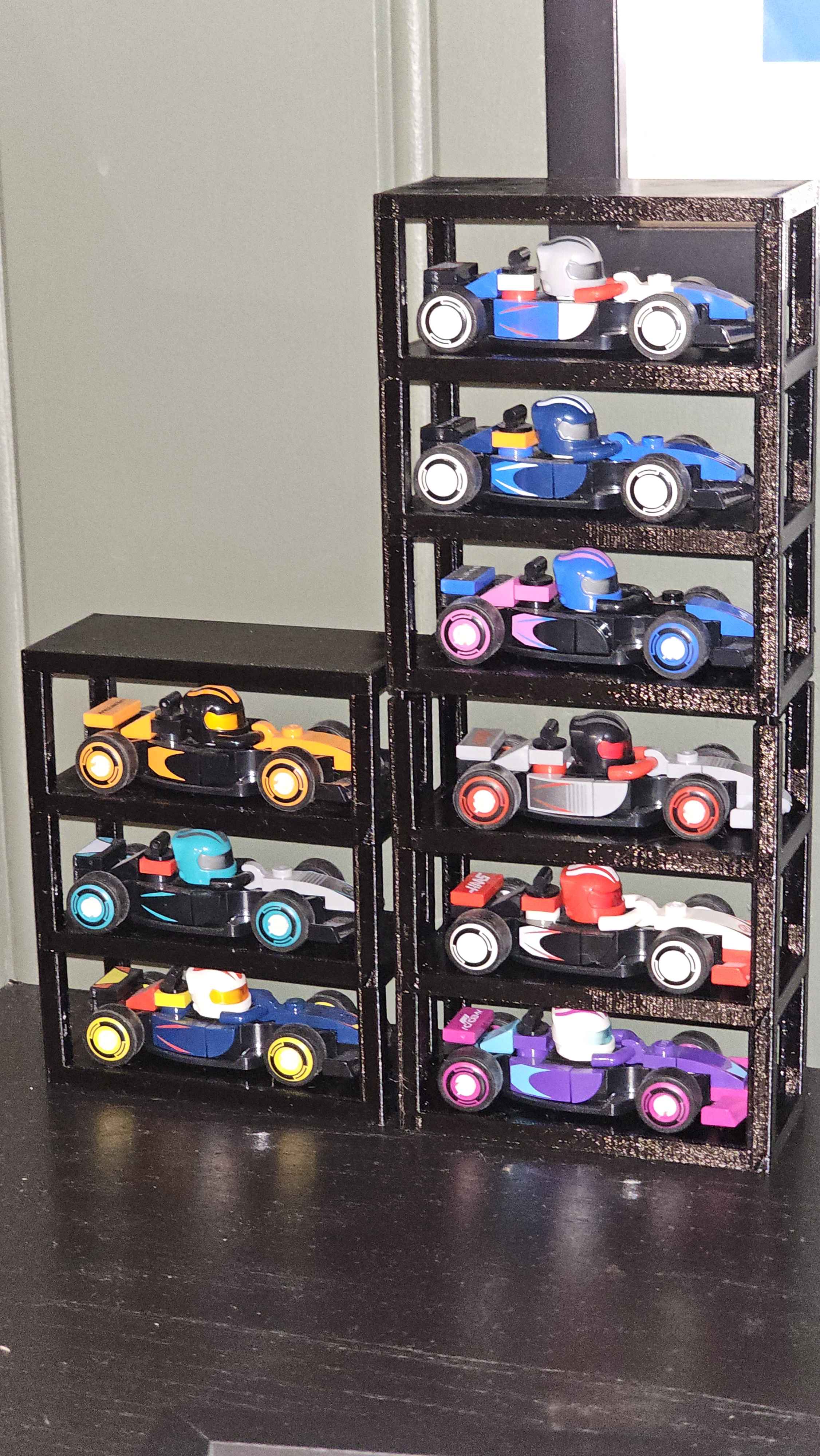 LEGO F1 racecar minifigs stackable stands