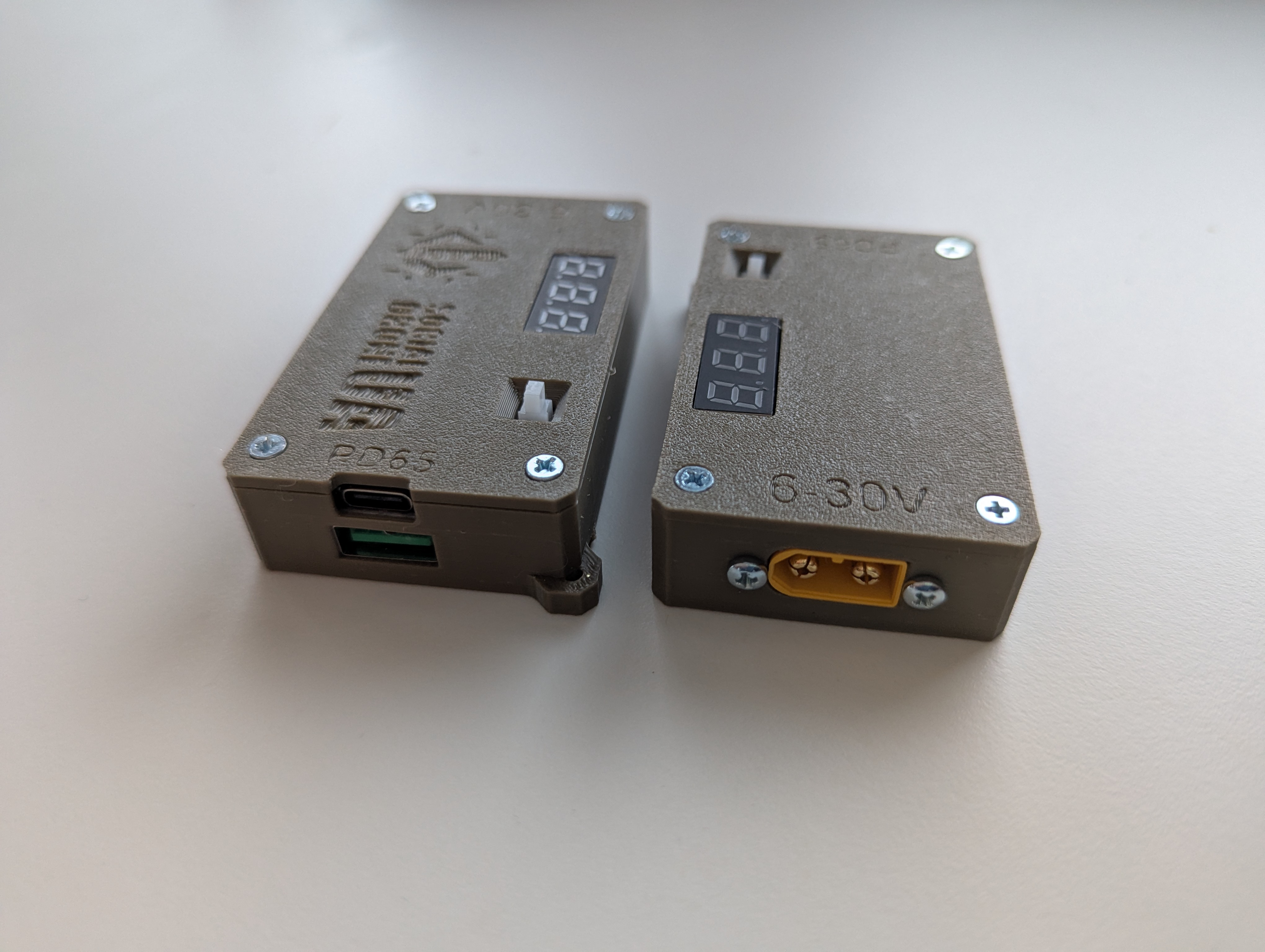 Battery meter with usb charging module