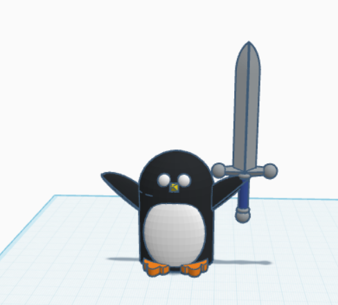 Cute Peguin Holding Sword